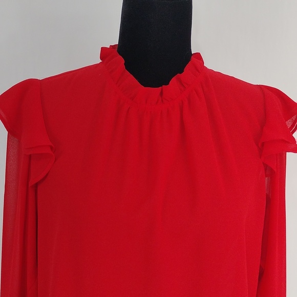 Ann Taylor Ruffle Sleeve Mock Neck Top - Picture 4 of 12